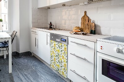 Magnetic dishwasher cover Yellow flowers