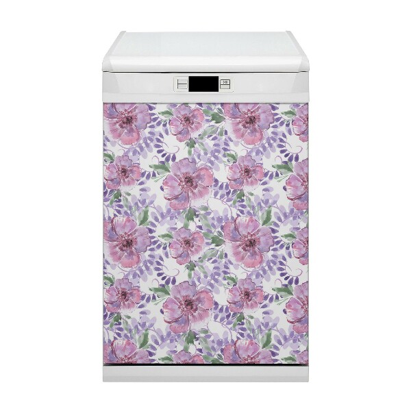 Dishwasher cover magnet Purple flowers