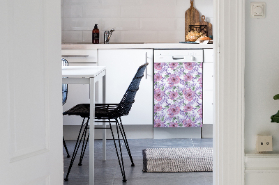 Dishwasher cover magnet Purple flowers