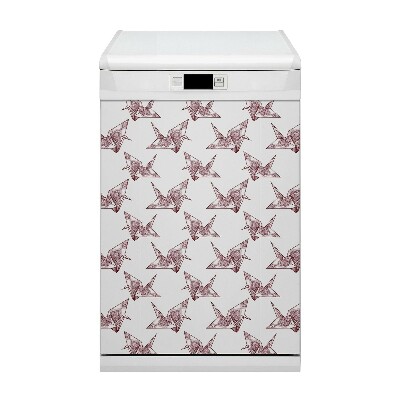 Magnetic dishwasher cover Origami birds