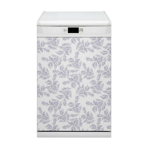 Magnetic dishwasher cover Gray leaves