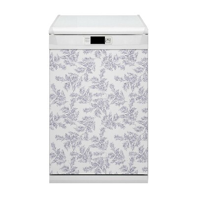 Magnetic dishwasher cover Gray leaves
