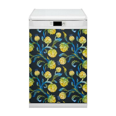 Magnetic dishwasher cover Artichoke flowers