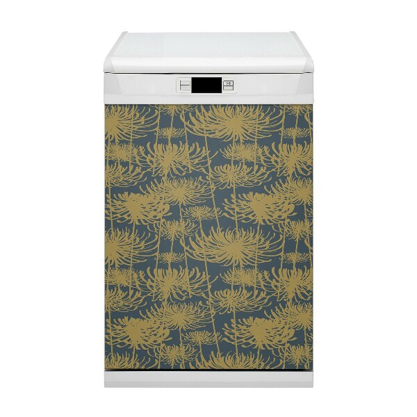 Magnetic dishwasher cover Golden flowers