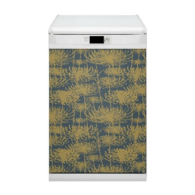 Magnetic dishwasher cover Golden flowers