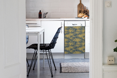 Magnetic dishwasher cover Golden flowers