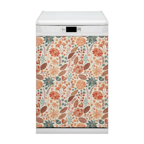 Magnetic dishwasher cover Artistic flowers