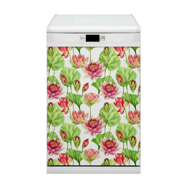 Dishwasher cover magnet Lotos flower leaves