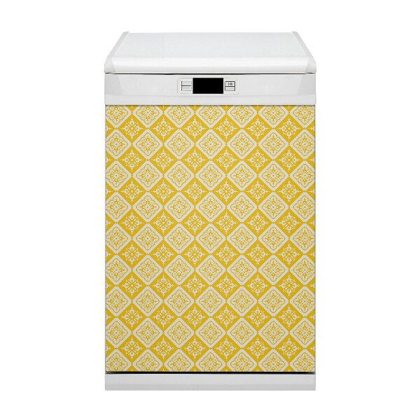 Decorative dishwasher magnet Yellow white pattern