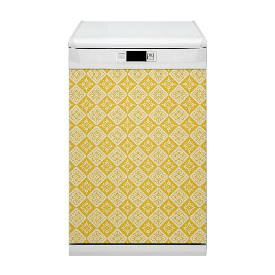 Decorative dishwasher magnet Yellow white pattern