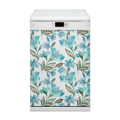 Magnetic dishwasher cover Turquoise flowers