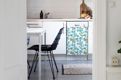 Magnetic dishwasher cover Turquoise flowers