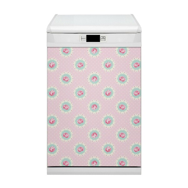 Dishwasher cover Roses and dots