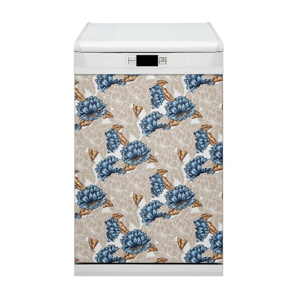 Dishwasher cover magnet Blue flowers