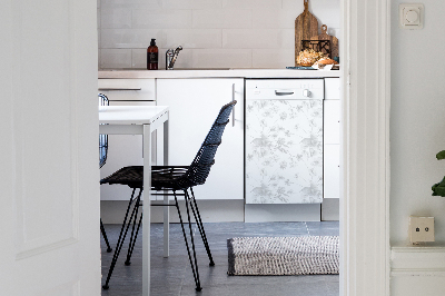 Magnetic dishwasher cover Gray flowers