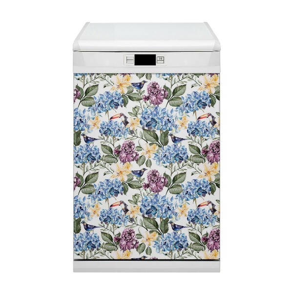 Dishwasher cover magnet Retro flowers