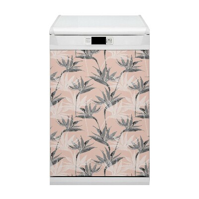 Dishwasher cover Black flowers