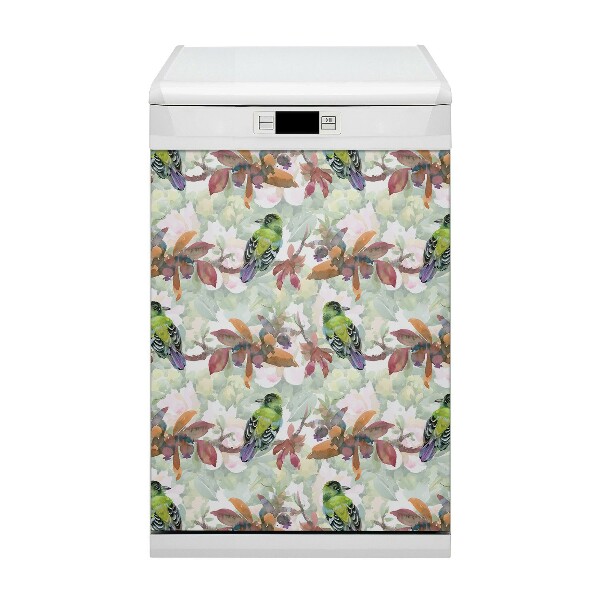 Magnetic dishwasher cover Exotic birds