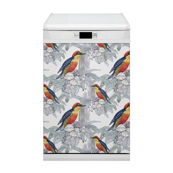 Dishwasher cover Painted birds