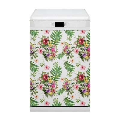 Dishwasher cover magnet Leaves and flowers