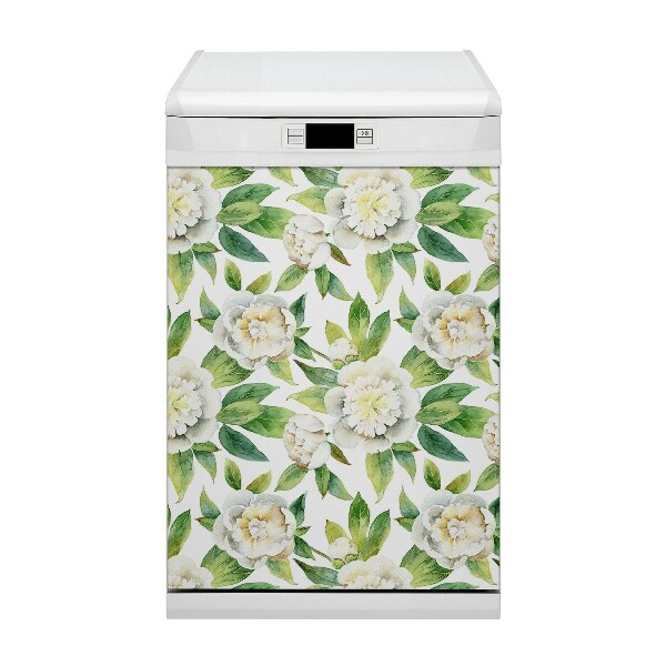 Magnetic dishwasher cover Peonies