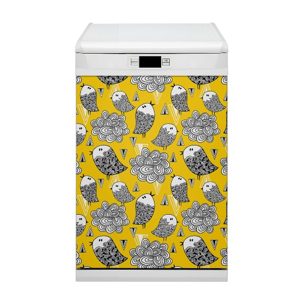 Dishwasher cover magnet Doodle birds