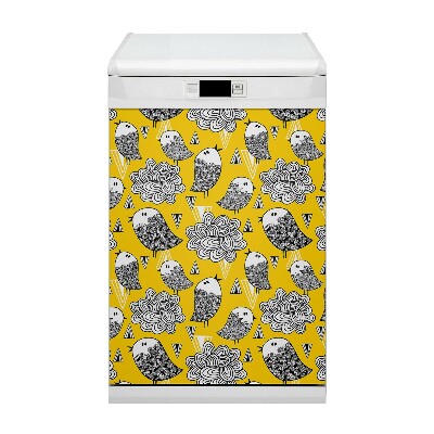 Dishwasher cover magnet Doodle birds