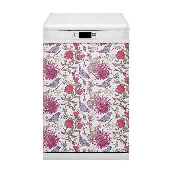 Dishwasher cover Birds and flowers