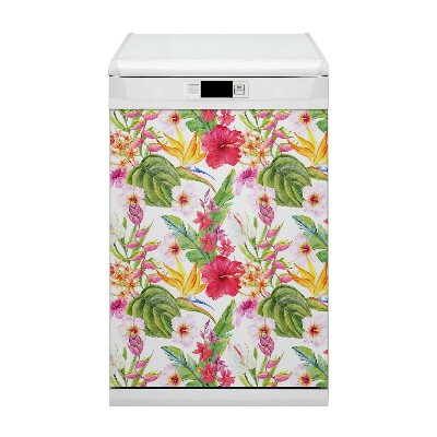 Magnetic dishwasher cover Exotic hibiscus