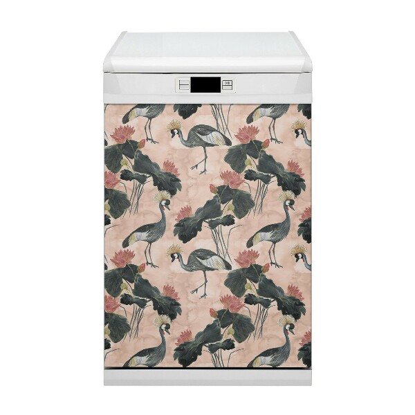 Dishwasher cover Chinese cranes