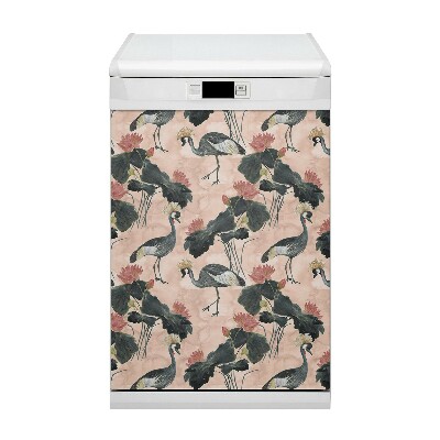 Dishwasher cover Chinese cranes