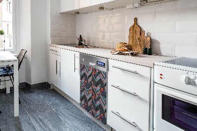 Magnetic dishwasher cover Flowers with herringbone