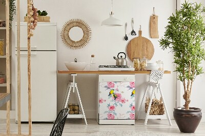 Magnetic dishwasher cover Birds and flowers