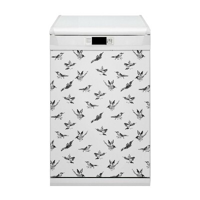 Magnetic dishwasher cover Painted sparrows