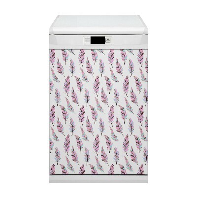 Magnetic dishwasher cover Pink feathers