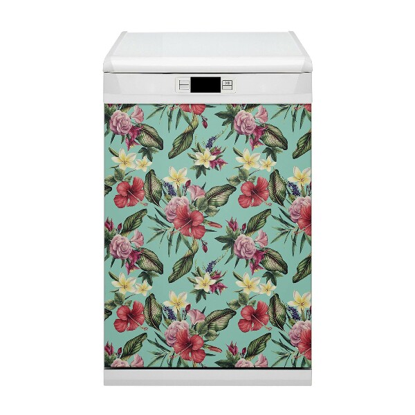 Dishwasher cover magnet Leaves and flowers