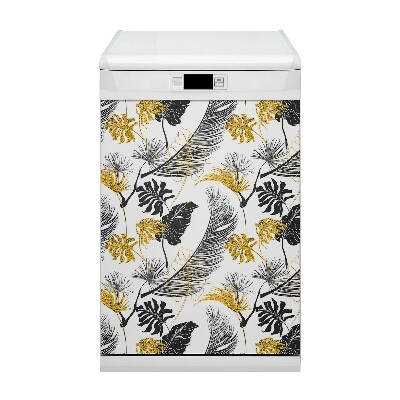 Magnetic dishwasher cover Golden tropical