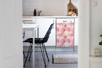 Magnetic dishwasher cover Roses and hydrangeas