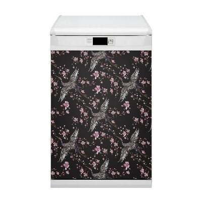 Magnetic dishwasher cover Herons and flowers