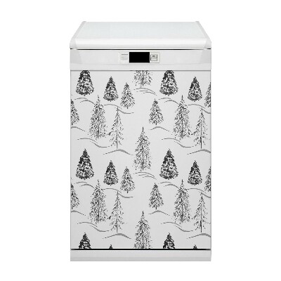 Magnetic dishwasher cover Winter Christmas tree