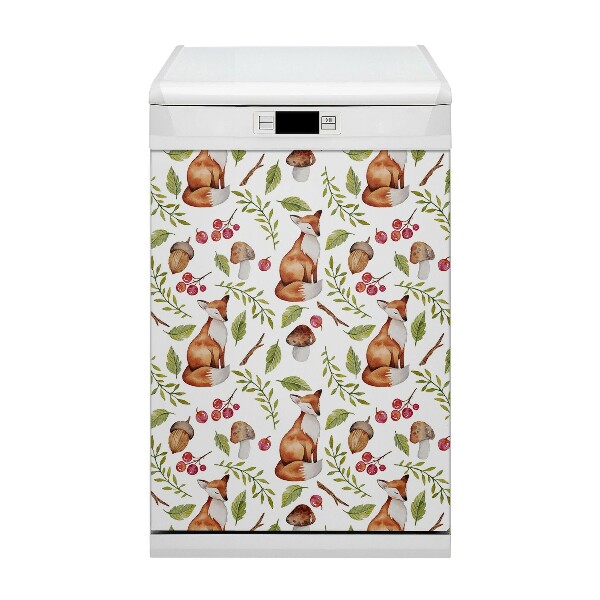 Magnetic dishwasher cover Fox and forest fruit