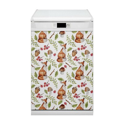 Magnetic dishwasher cover Fox and forest fruit