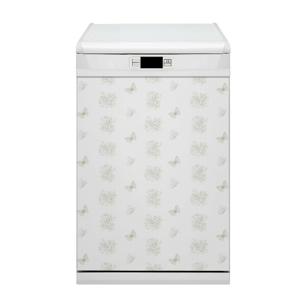 Magnetic dishwasher cover Butterflies and flowers