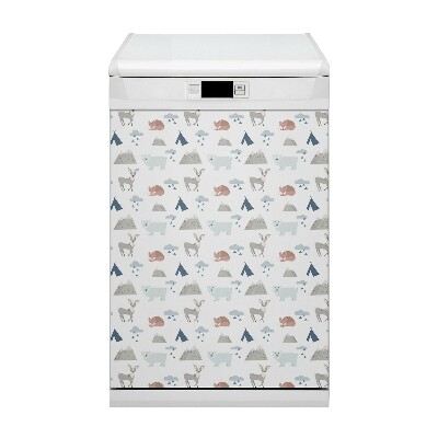 Magnetic dishwasher cover Forest animals