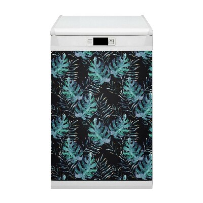 Dishwasher cover magnet Dark leaves