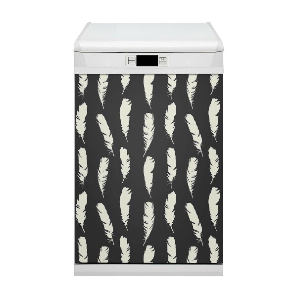 Decorative dishwasher magnet White feathers