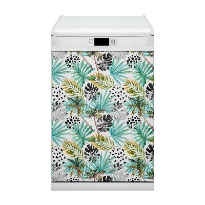 Magnetic dishwasher cover Palms and leaves