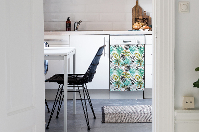 Magnetic dishwasher cover Palms and leaves