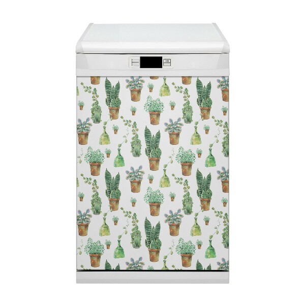 Magnetic dishwasher cover Painted cacti