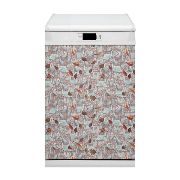 Magnetic dishwasher cover Autumn city